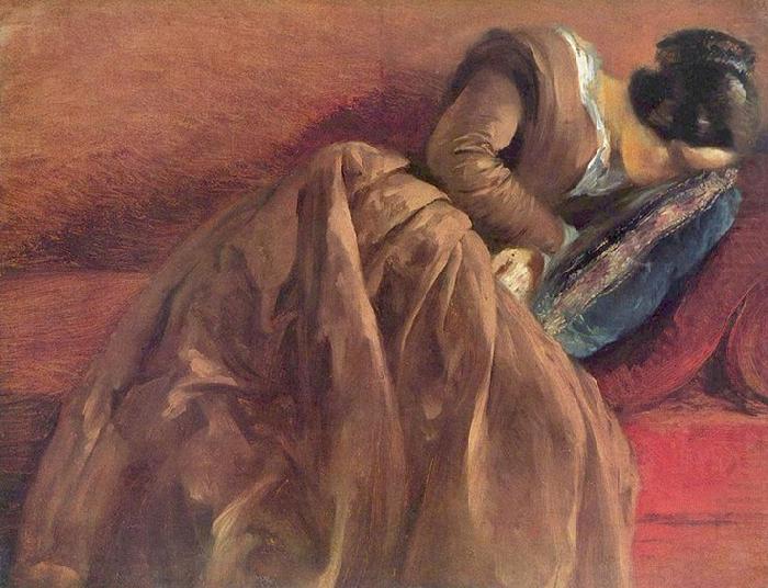 Menzel's sister Emilie, sleeping, Adolph von Menzel